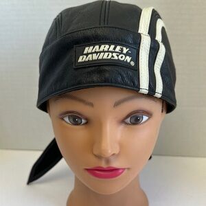 Harley Davidson Leather Skull cap Do Rag Size Small